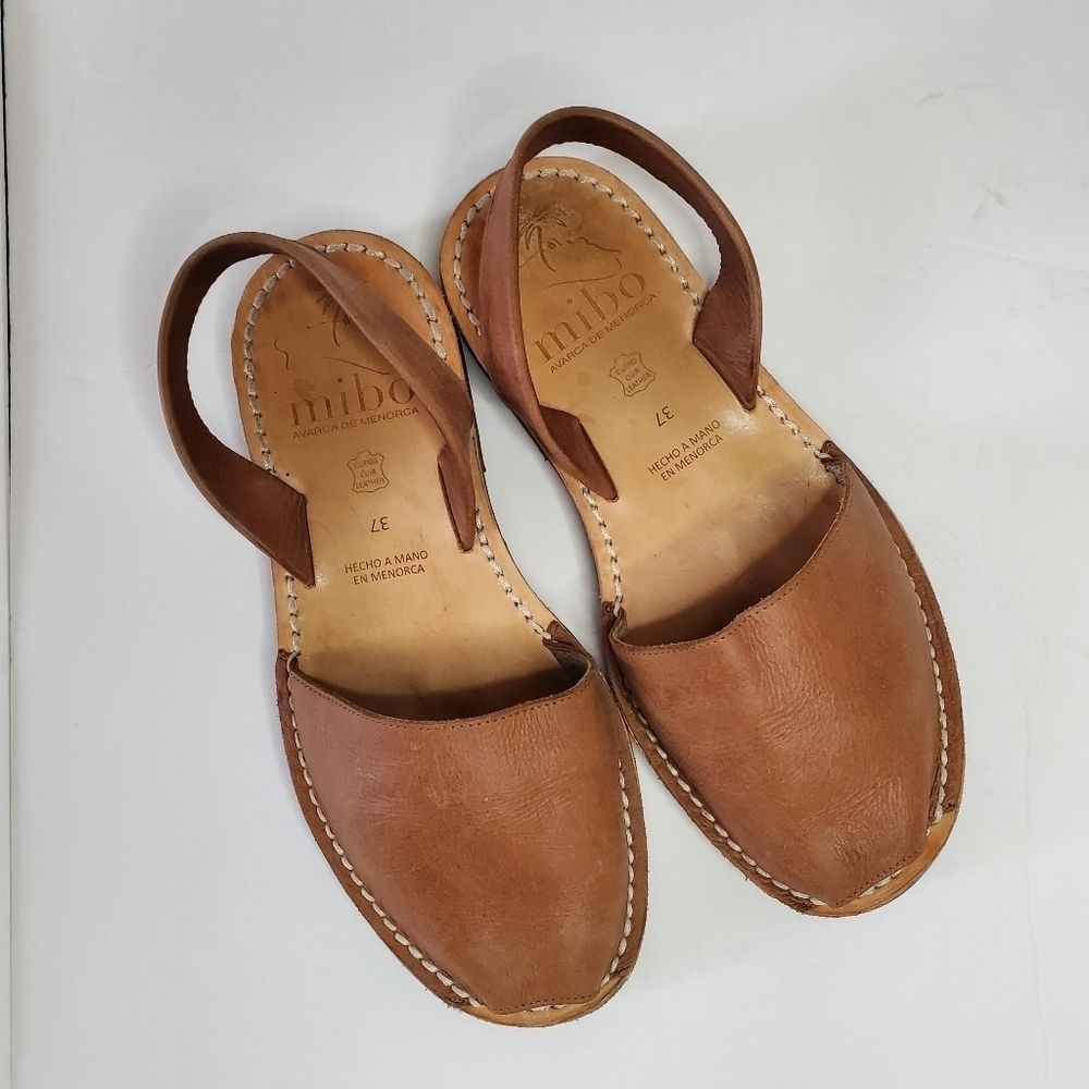 Mibo Avarca De Menorca brown leather Spanish slingback sandals Size 37 or 7